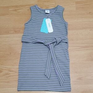 Striped Sleeveless Dress with Belt Size 2 Girl Baby Toddler Summer Green/purple